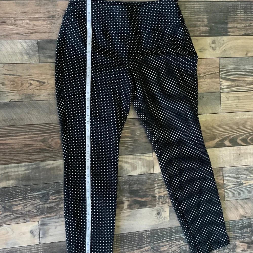 CAbi #5175 Pants Cropped Trousers Black White Polka Dot Side Zip Women's Size 4